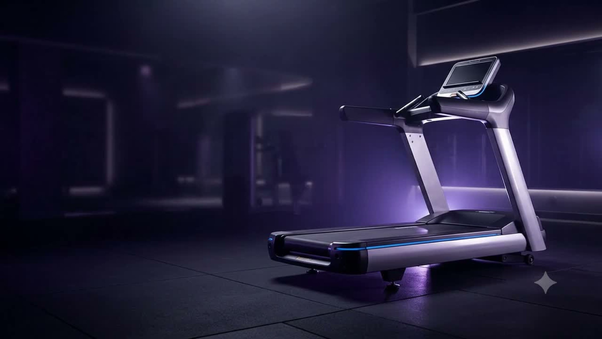 Commercial treadmill in a dark gym
